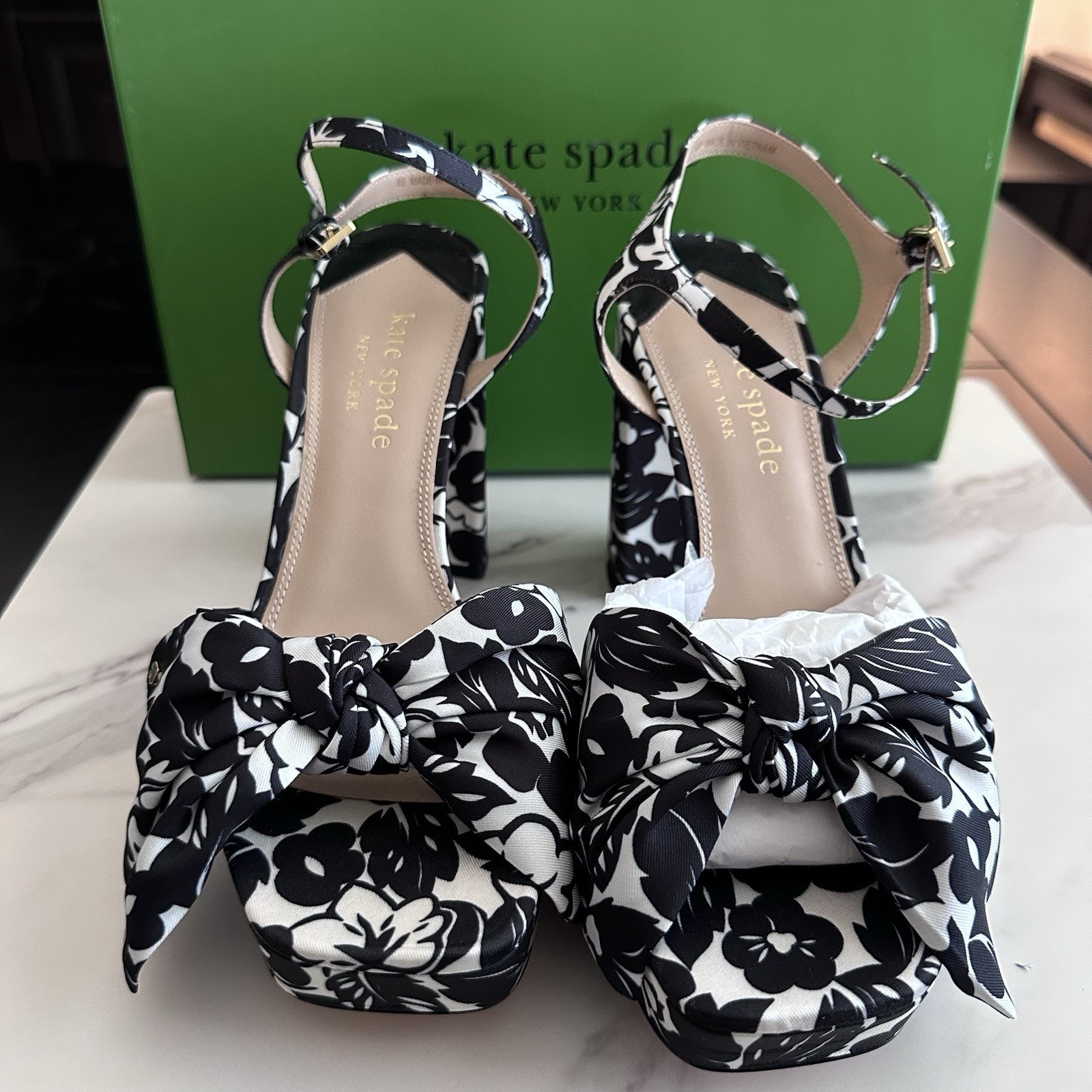 Kate Spade Lucie Tropical Foliage Silk Platform Sandals Size 9.5 $248